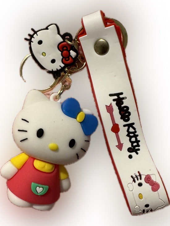 Hello Kitty Other - Hello Kitty Red Dress Green Pocket White Heart Keychain Wristlet
